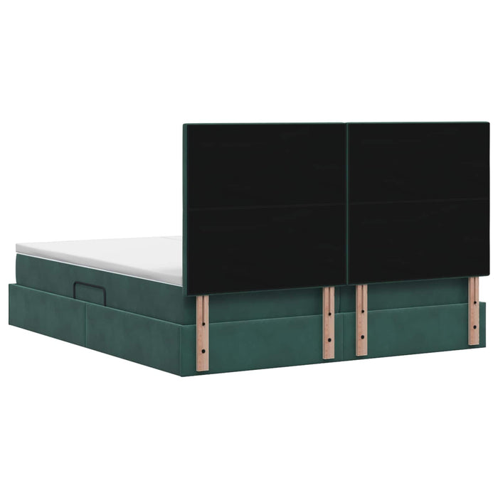 Pat cu storage cu headboard Verde închis 200 x 200 cm Catifea WALTI