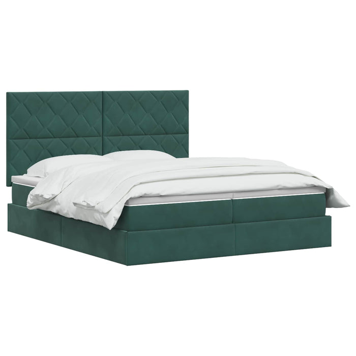 Pat cu storage cu headboard Verde închis 200 x 200 cm Catifea WALTI