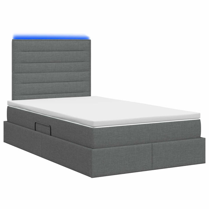 Pat cu LED și saltea Gri închis 120 x 200 cm Țesătură WALTI