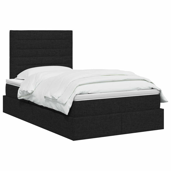 Pat cu LED și saltea Negru 120 x 200 cm Țesătură WALTI