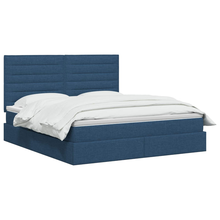 Pat cu LED și saltea albastru 140 x 190 cm Țesătură WALTI