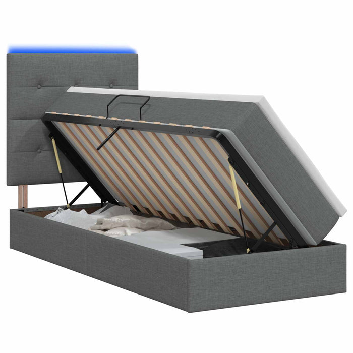 Pat cu LED și saltea Gri închis 90 x 200 cm Țesătură WALTI
