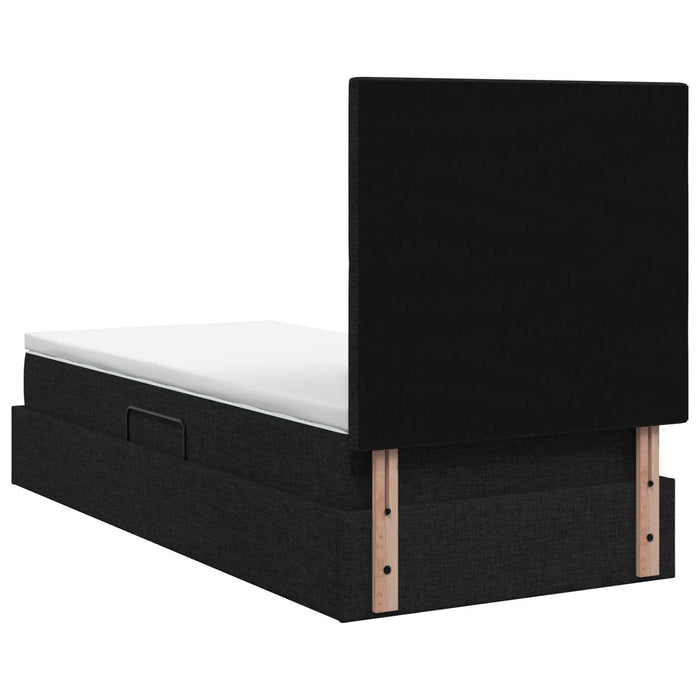 Pat cu LED și saltea Negru 100 x 200 cm Țesătură - WALTI WALTI
