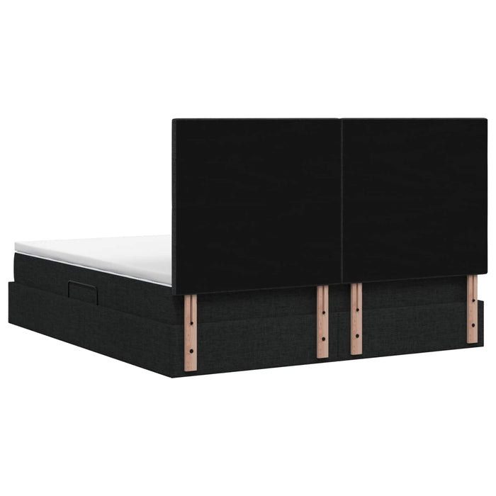 Pat cu LED și saltea Negru 140 x 190 cm Țesătură - WALTI WALTI