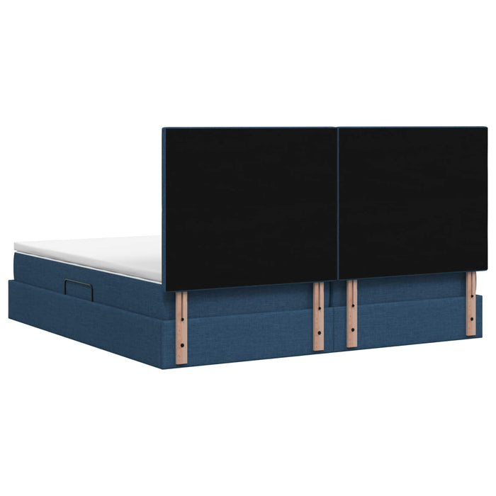 Pat cu LED și saltea albastru 200 x 200 cm Țesătură WALTI