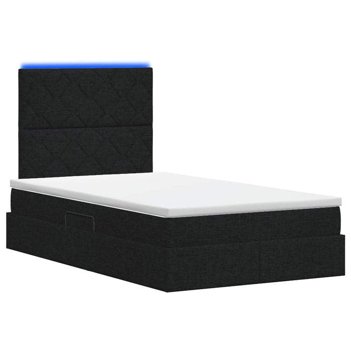 Pat cu LED și saltea Negru 120 x 200 cm Țesătură WALTI