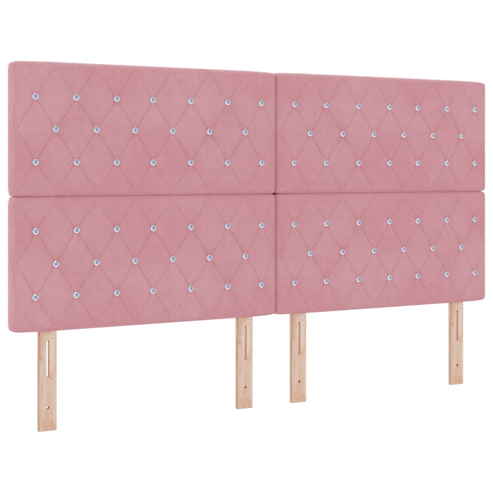 Pat cu LED și saltea Roz 180 x 200 cm Catifea WALTI