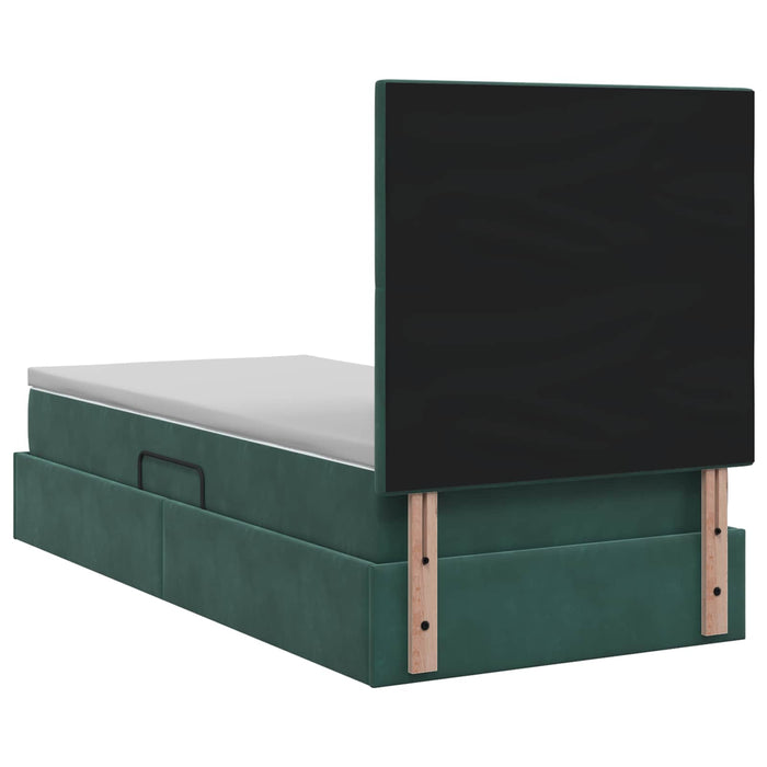 Pat cu LED și saltea Verde închis 90 x 190 cm Catifea WALTI