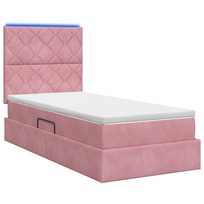 Pat cu LED și saltea Roz 100 x 200 cm Catifea WALTI