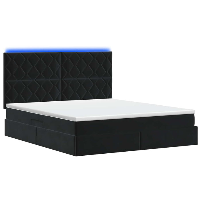Pat cu LED și saltea Negru 140 x 190 cm Catifea WALTI