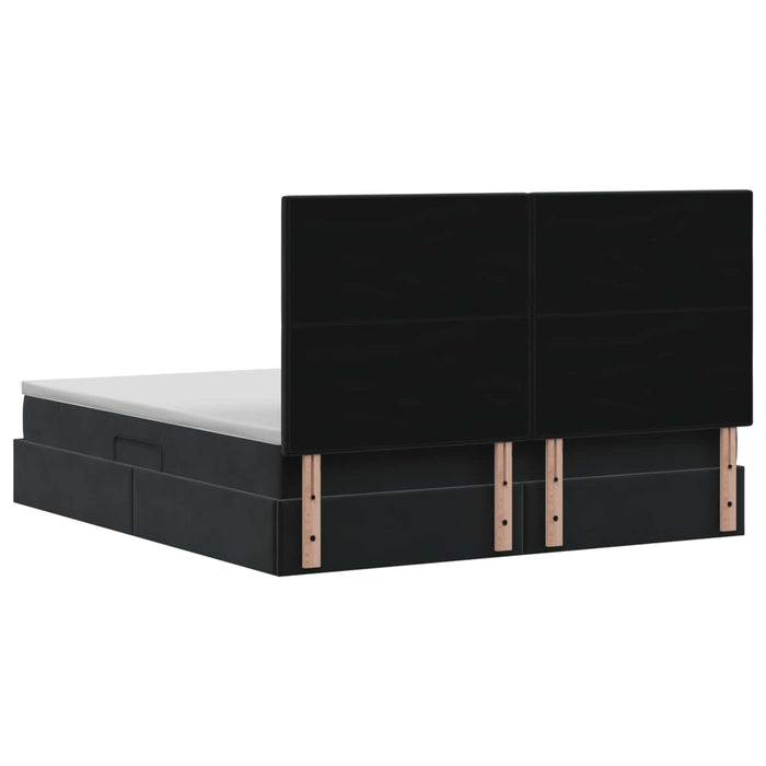 Pat cu LED și saltea Negru 140 x 190 cm Catifea WALTI