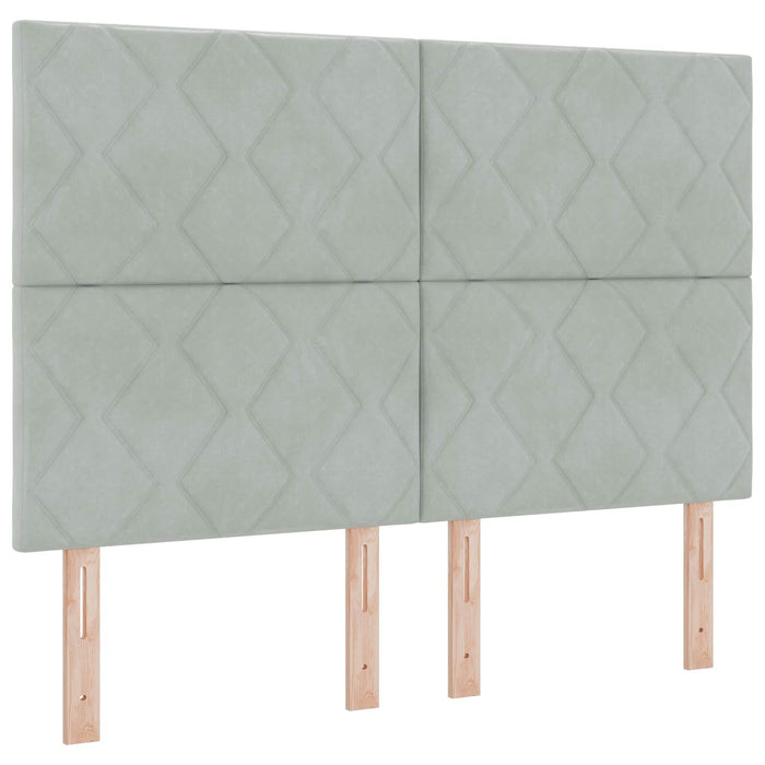 Pat cu LED și saltea Gri deschis 160 x 200 cm Catifea WALTI