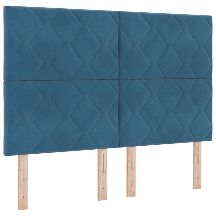 Pat cu LED și saltea Albastru închis 160 x 200 cm Catifea WALTI