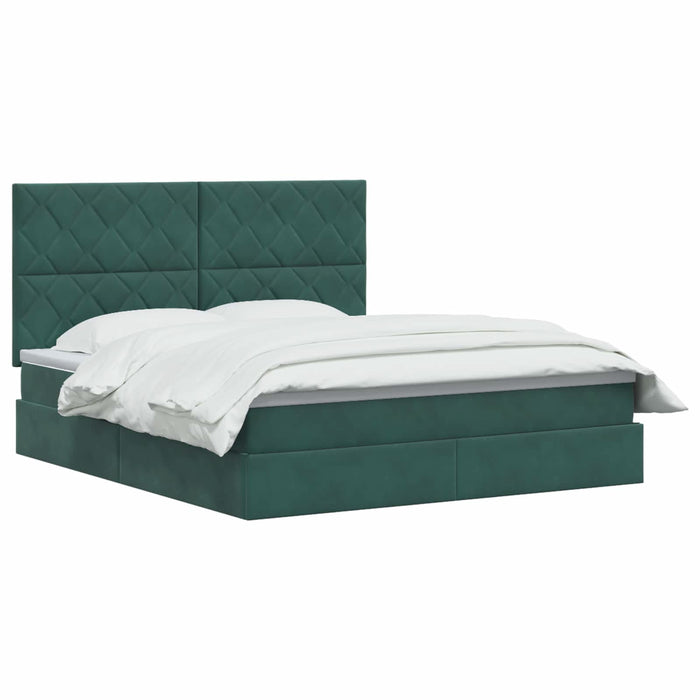 Pat cu LED și saltea Verde închis 180 x 200 cm Catifea WALTI