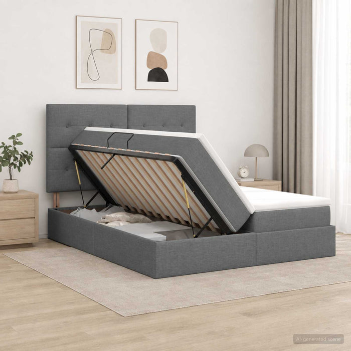 Pat cu storage cu headboard Gri închis 180 x 200 cm Țesătură WALTI