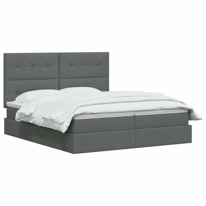 Pat cu LED și saltea Gri închis 180 x 200 cm Țesătură WALTI