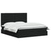 Pat cu LED și saltea Negru 200 x 200 cm Țesătură - WALTI WALTI