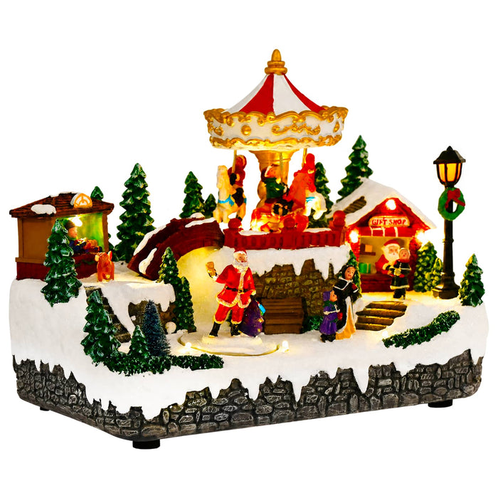 Scenă de orășel de Crăciun cu carusel SALO 25,5 x 16 x 21,5 cm - WALTI WALTI