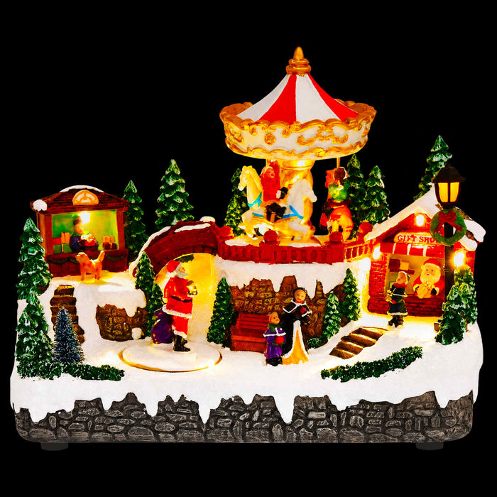 Scenă de orășel de Crăciun cu carusel SALO 25,5 x 16 x 21,5 cm - WALTI WALTI