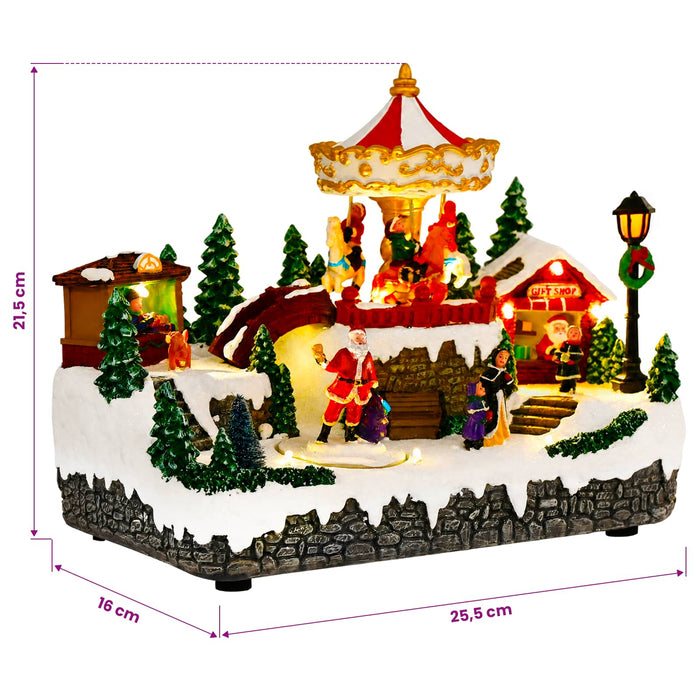 Scenă de orășel de Crăciun cu carusel SALO 25,5 x 16 x 21,5 cm - WALTI WALTI