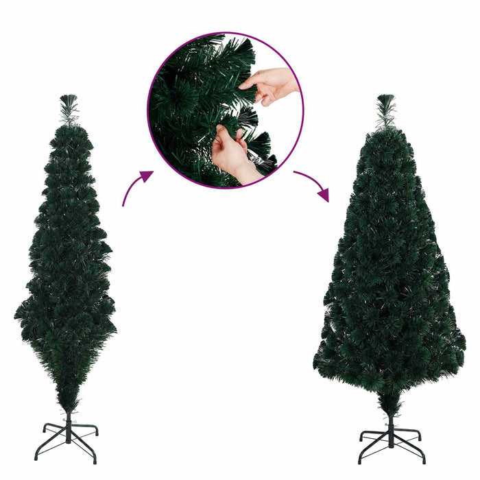 Brad de Crăciun cu fibră optică 180 cm 24 LED-uri Alb cald PVC WALTI