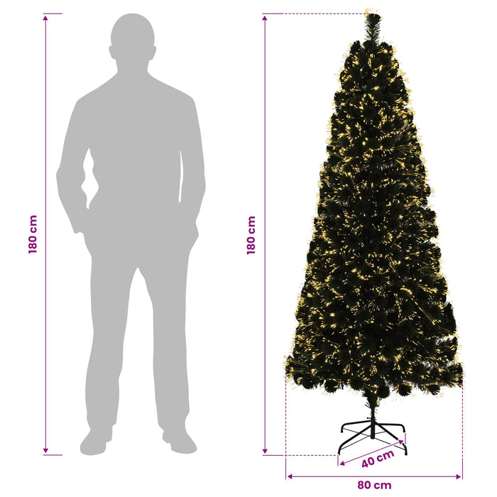 Brad de Crăciun cu fibră optică 180 cm 24 LED-uri Alb cald PVC WALTI