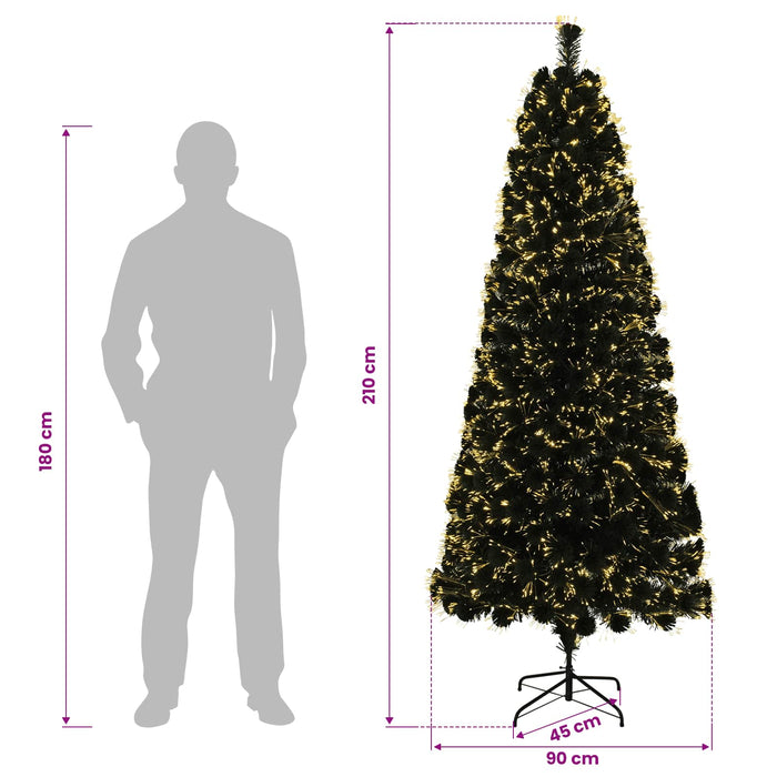 Brad de Crăciun cu fibră optică 210 cm 24 LED-uri Alb cald PVC WALTI