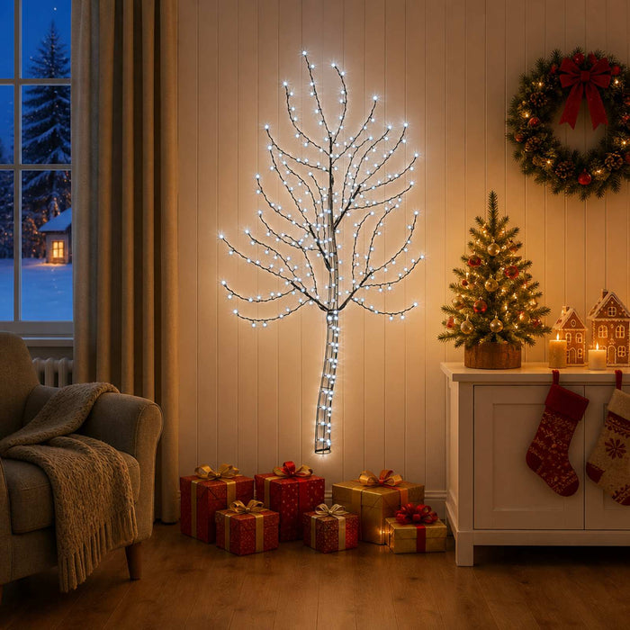 Brad de Crăciun de perete cu LED 150 cm 140 LED-uri Alb rece WALTI