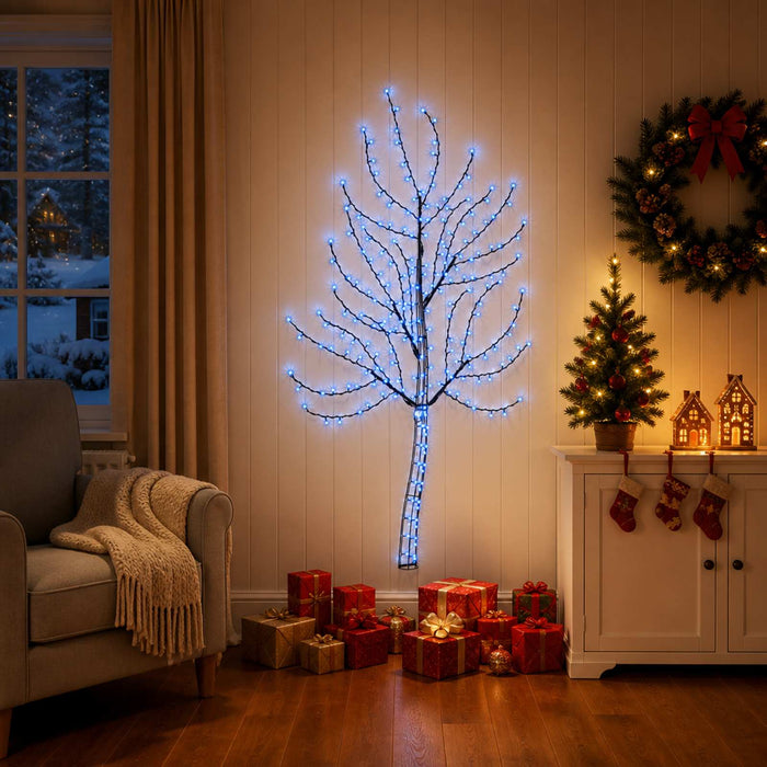 Brad de Crăciun de perete cu LED 150 cm 140 LED-uri Albastru WALTI