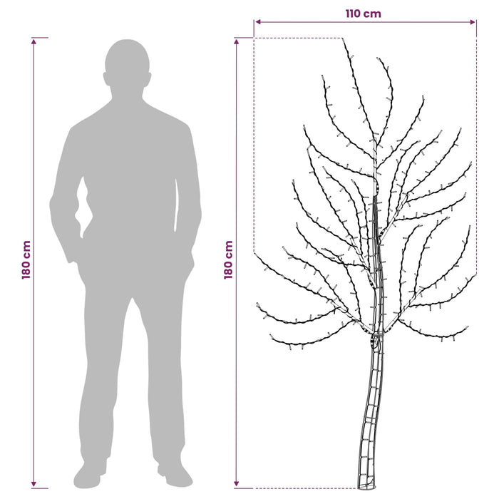 Brad de Crăciun de perete cu LED 180 cm 200 LED-uri Alb rece - WALTI WALTI
