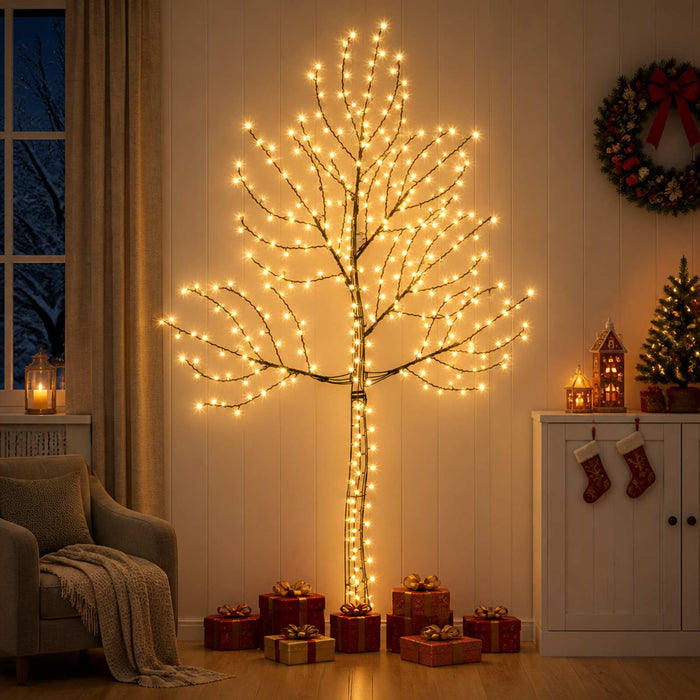 Brad de Crăciun de perete cu LED 210 cm 312 LED-uri Alb cald - WALTI WALTI