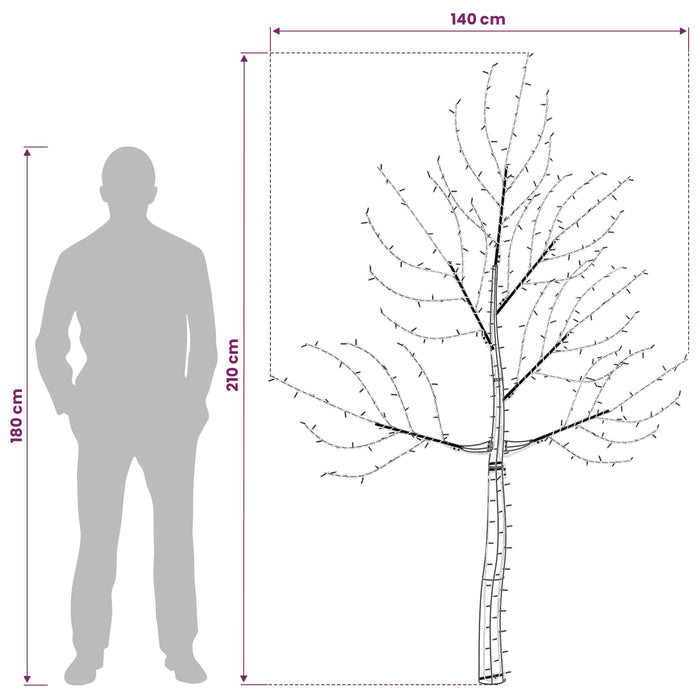 Brad de Crăciun de perete cu LED 210 cm 312 LED-uri Multicolor - WALTI WALTI