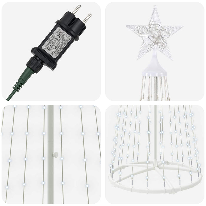 Brad de Crăciun conic cu LED 250 cm 470 LED-uri Alb rece Oțel - WALTI WALTI
