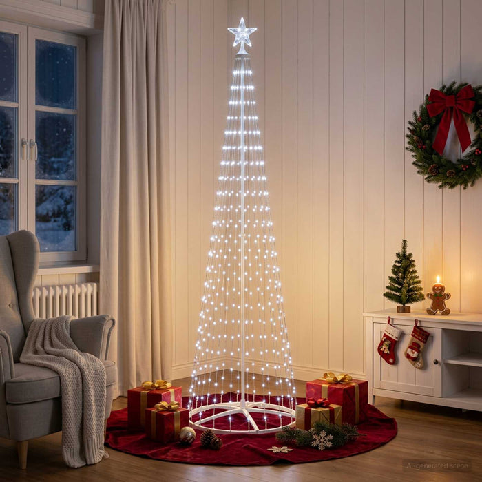 Brad de Crăciun conic cu LED 250 cm 470 LED-uri Alb rece Oțel - WALTI WALTI
