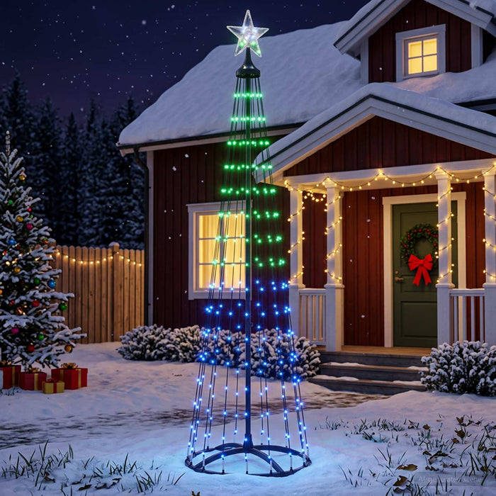 Brad de Crăciun conic cu LED 180 cm 250 LED-uri Multicolor Oțel - WALTI WALTI
