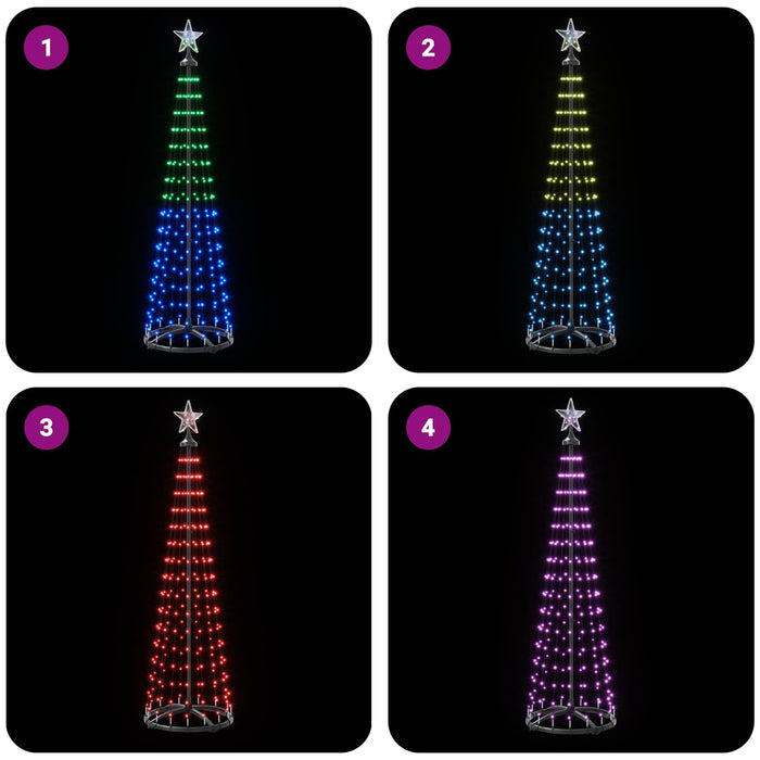 Brad de Crăciun conic cu LED 180 cm 250 LED-uri Multicolor Oțel - WALTI WALTI