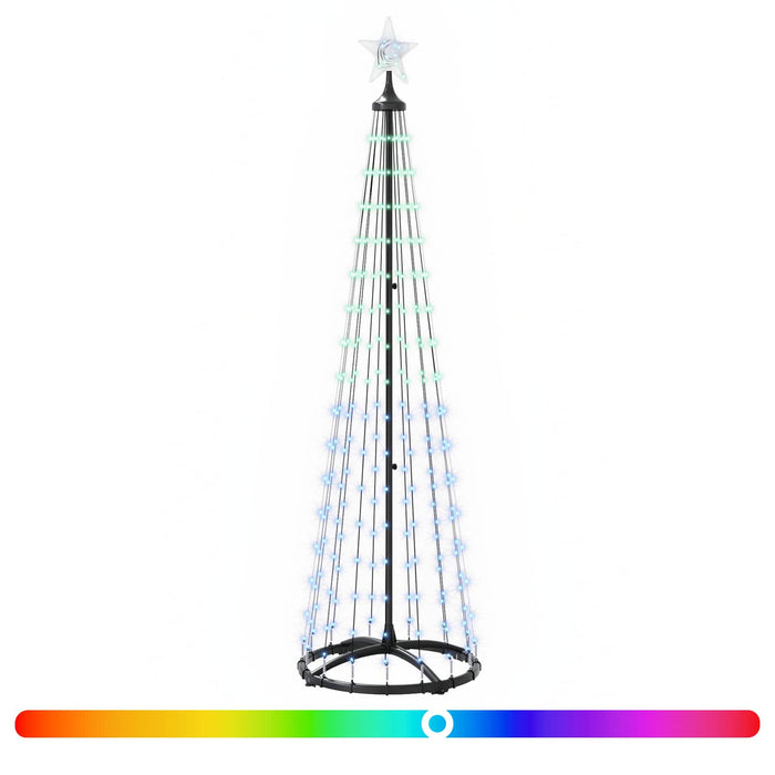 Brad de Crăciun conic cu LED 180 cm 250 LED-uri Multicolor Oțel - WALTI WALTI