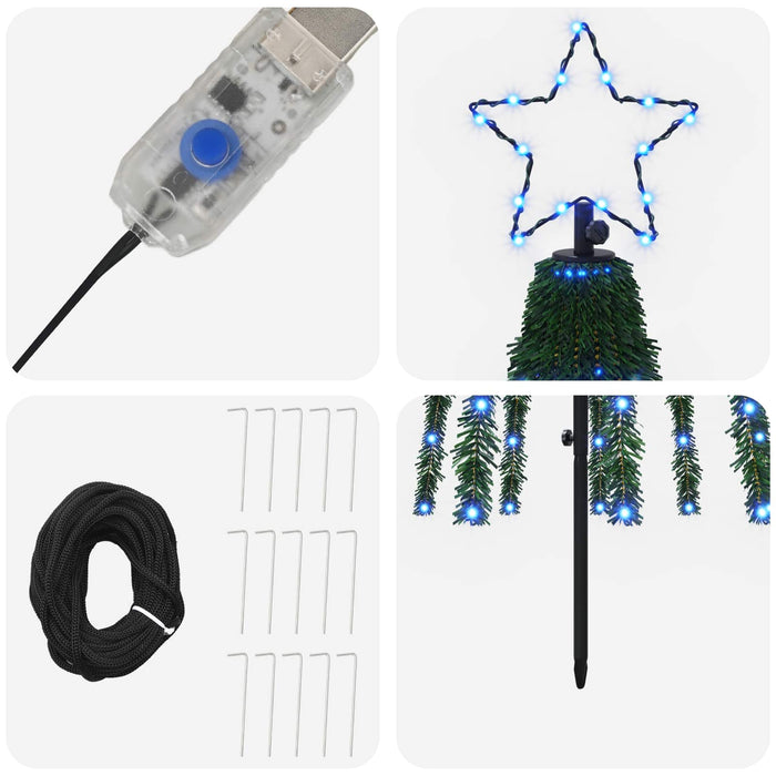 Brad de Crăciun LED 180 cm 255 LED-uri Albastru Oțel Negru - WALTI WALTI