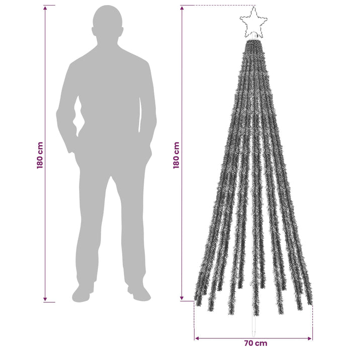 Brad de Crăciun LED 180 cm 255 LED-uri Albastru Oțel Negru - WALTI WALTI