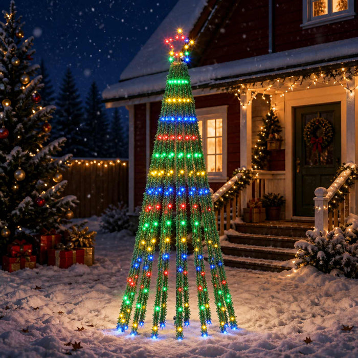 Brad de Crăciun LED 180 cm 255 LED-uri Multicolor Oțel Negru - WALTI WALTI