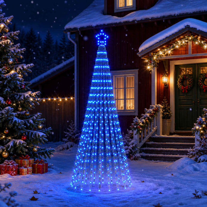 Brad de Crăciun LED 250 cm 475 LED-uri Albastru Oțel Negru - WALTI WALTI