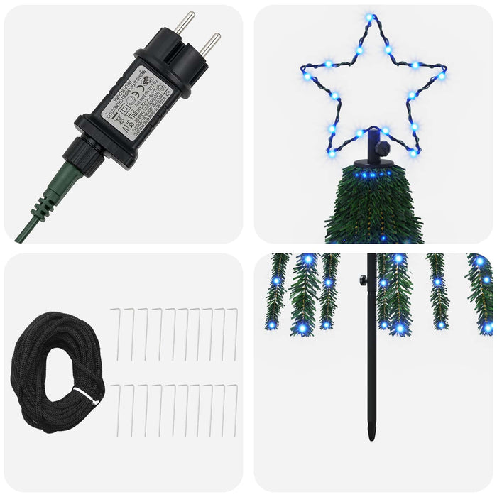 Brad de Crăciun LED 250 cm 475 LED-uri Albastru Oțel Negru - WALTI WALTI