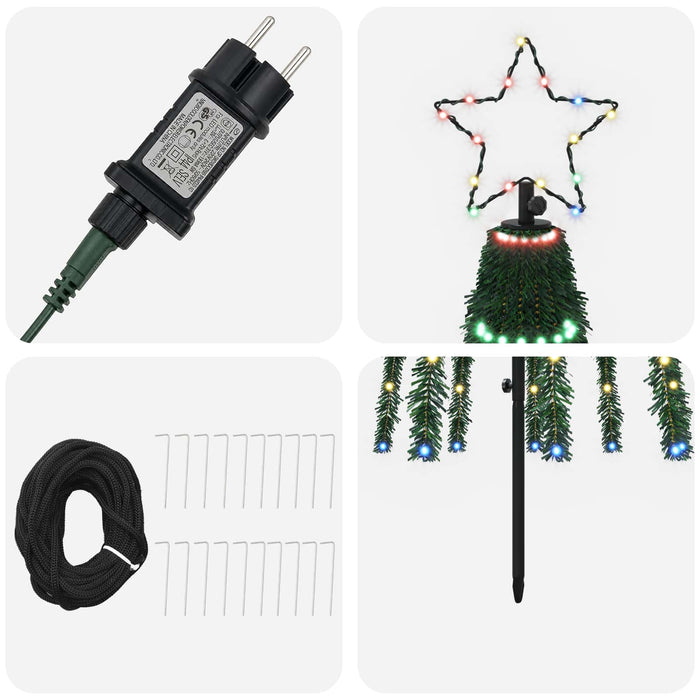 Brad de Crăciun LED 250 cm 475 LED-uri Multicolor Oțel Negru - WALTI WALTI