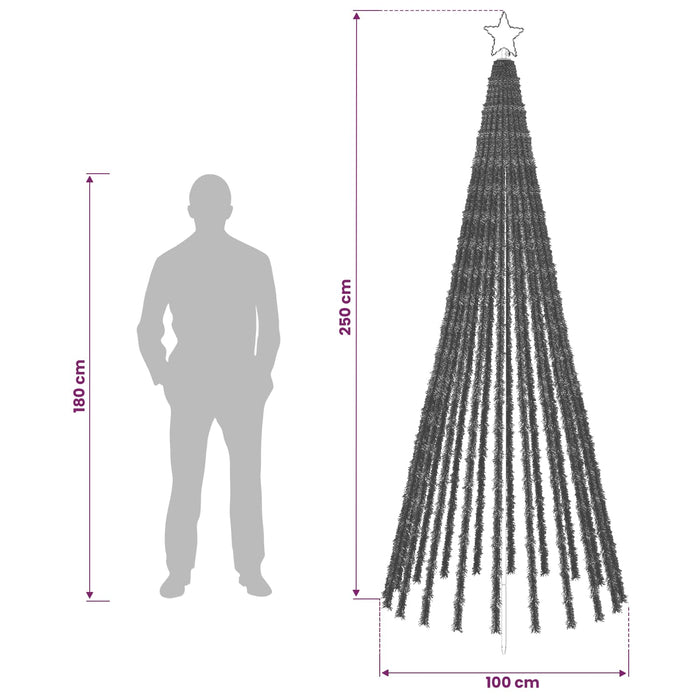 Brad de Crăciun LED 250 cm 475 LED-uri Multicolor Oțel Negru - WALTI WALTI
