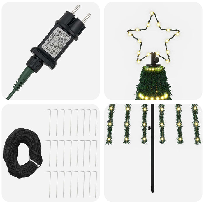 Brad de Crăciun LED 300 cm 668 LED-uri Alb cald Oțel Negru - WALTI WALTI
