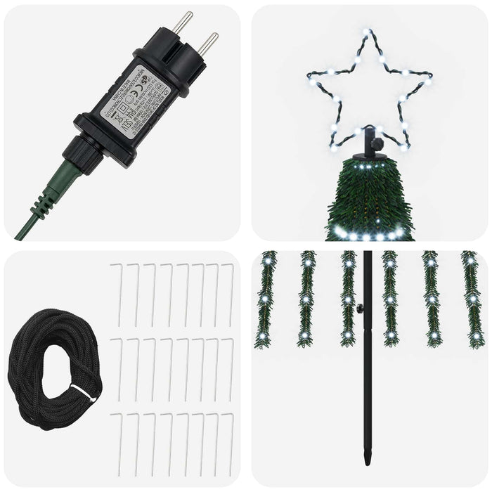 Brad de Crăciun LED 300 cm 668 LED-uri Alb rece Oțel Negru WALTI
