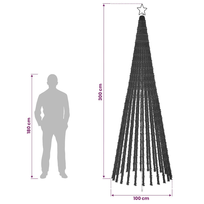 Brad de Crăciun LED 300 cm 668 LED-uri Alb rece Oțel Negru WALTI
