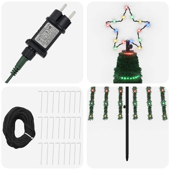 Brad de Crăciun LED 300 cm 668 LED-uri Multicolor Oțel Negru - WALTI WALTI