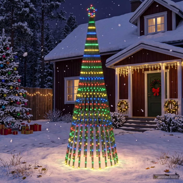 Brad de Crăciun LED 300 cm 668 LED-uri Multicolor Oțel Negru - WALTI WALTI