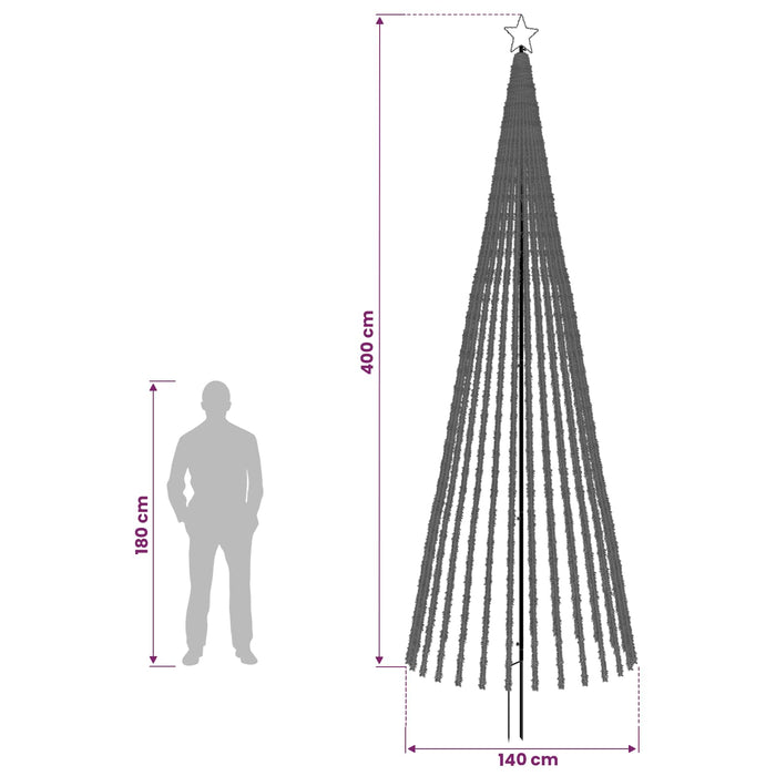 Brad de Crăciun LED 400 cm 1028 LED-uri Alb rece Oțel Negru - WALTI WALTI